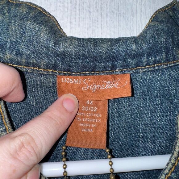 Women's Plus‎ Size 4X Studded Denim Jacket Blue Mid-Length Casual Wear - Picture 4 of 8